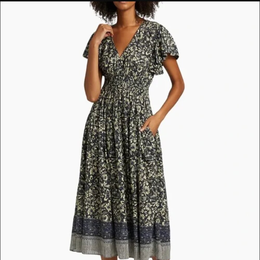 Ulla Johnson Lyria Floral Cotton-Blend Midi Dress